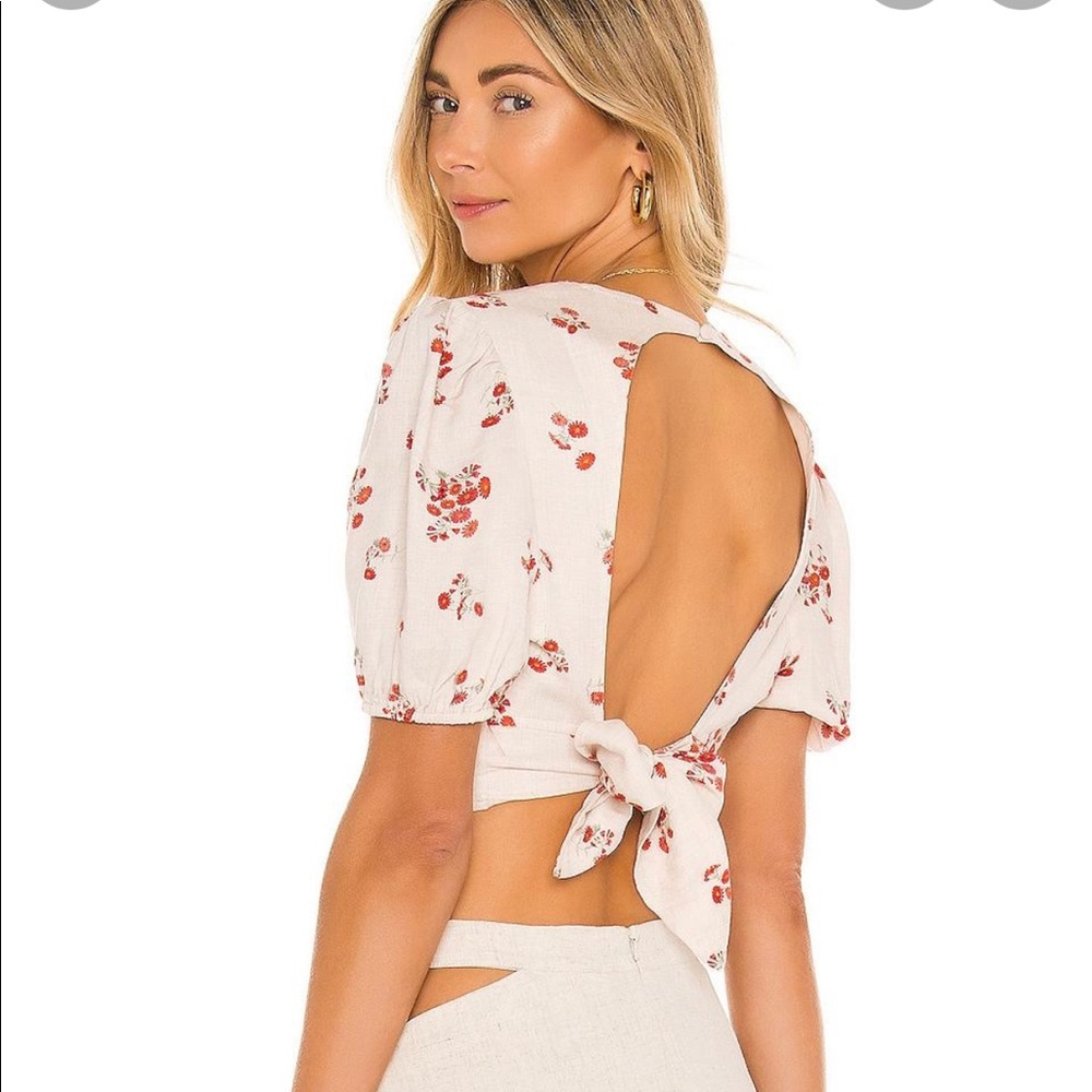 Bardot Tie Back Top in Natural Floral
